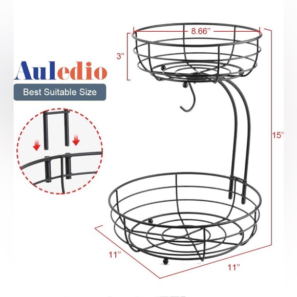 Elegant Black Wire Double Tiered Basket Organizer - Picture 4 of 9